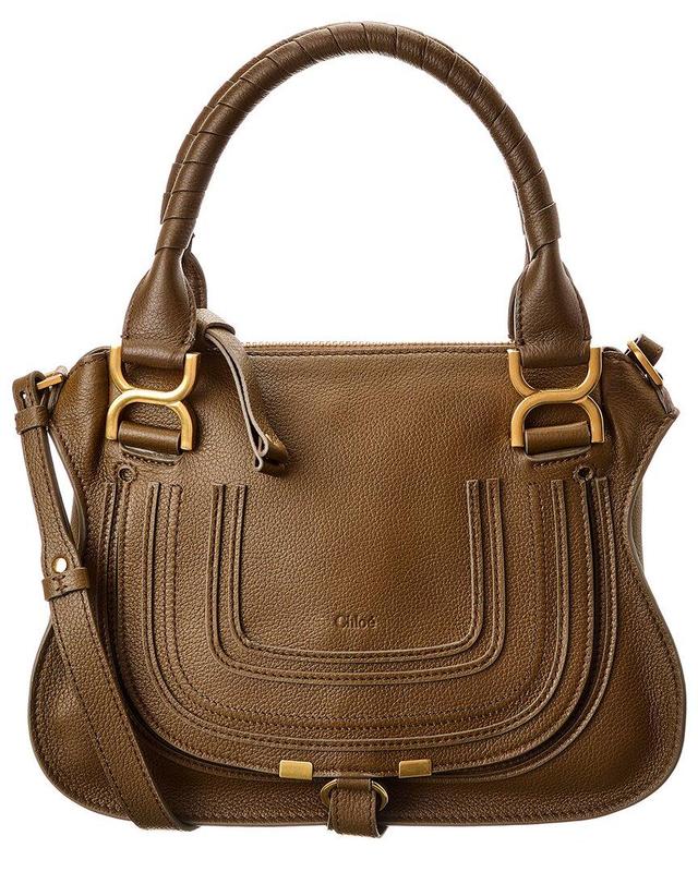 Marcie Small Leather Satchel In Gray Product Image