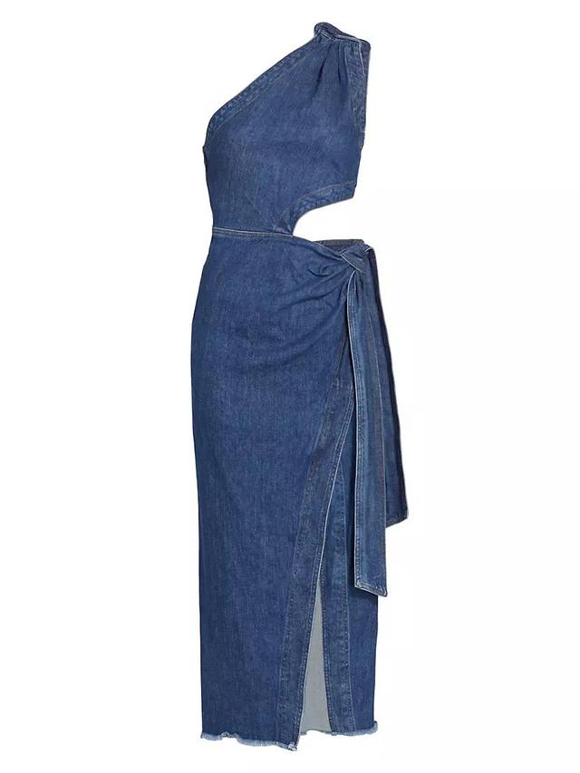 Doran Denim One-Shoulder Midi-Dress Product Image