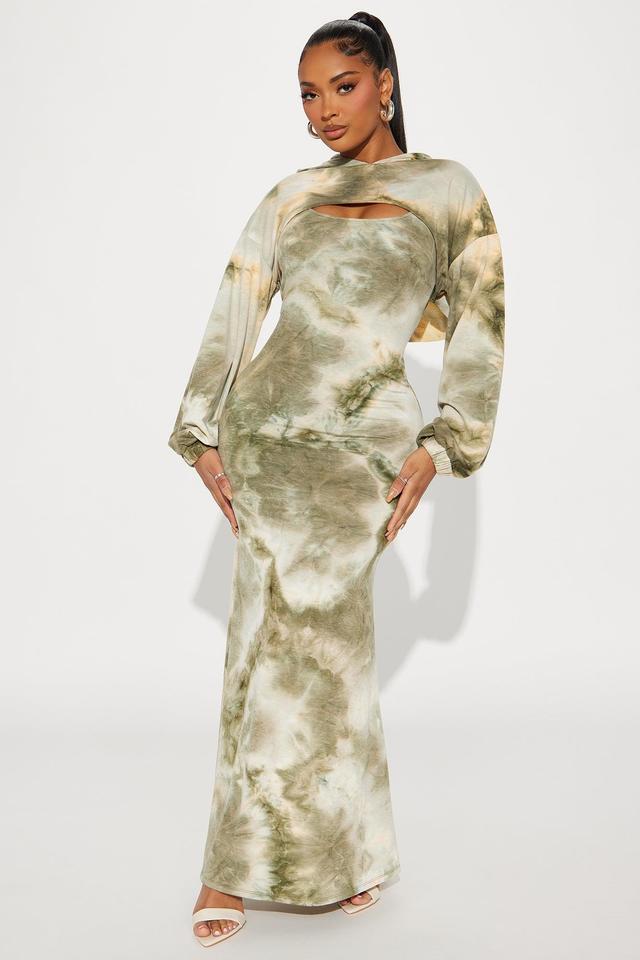 Olivia Tie Dye Maxi Dress - Olive Product Image