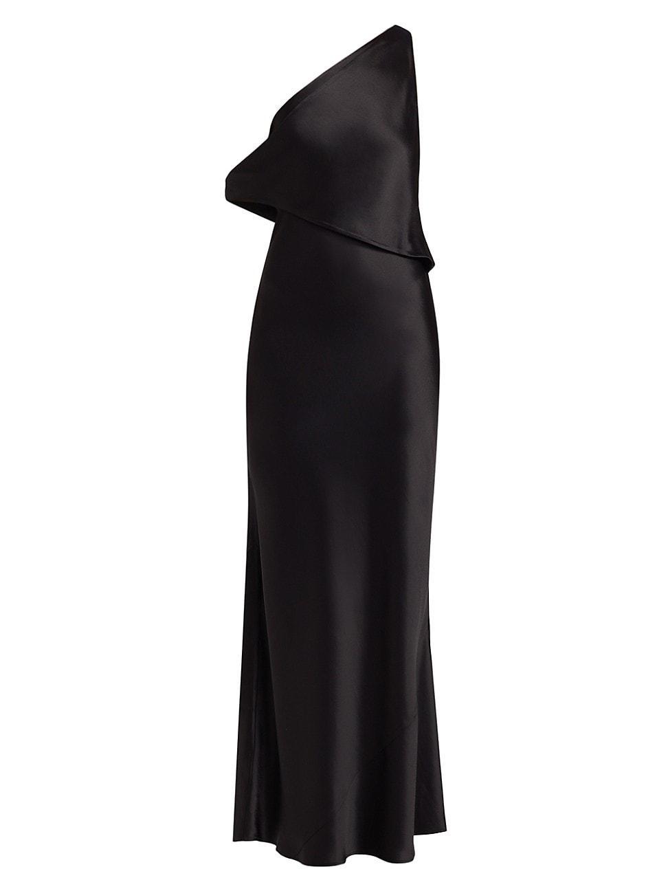 Womens Naomi Draped Satin One-Shoulder Gown Product Image