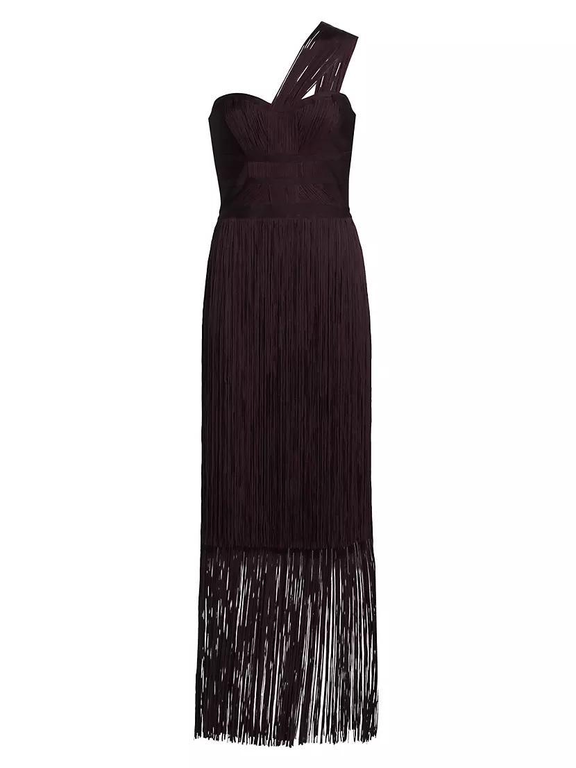 Daniella Fringe One-Shoulder Bandage Gown Product Image