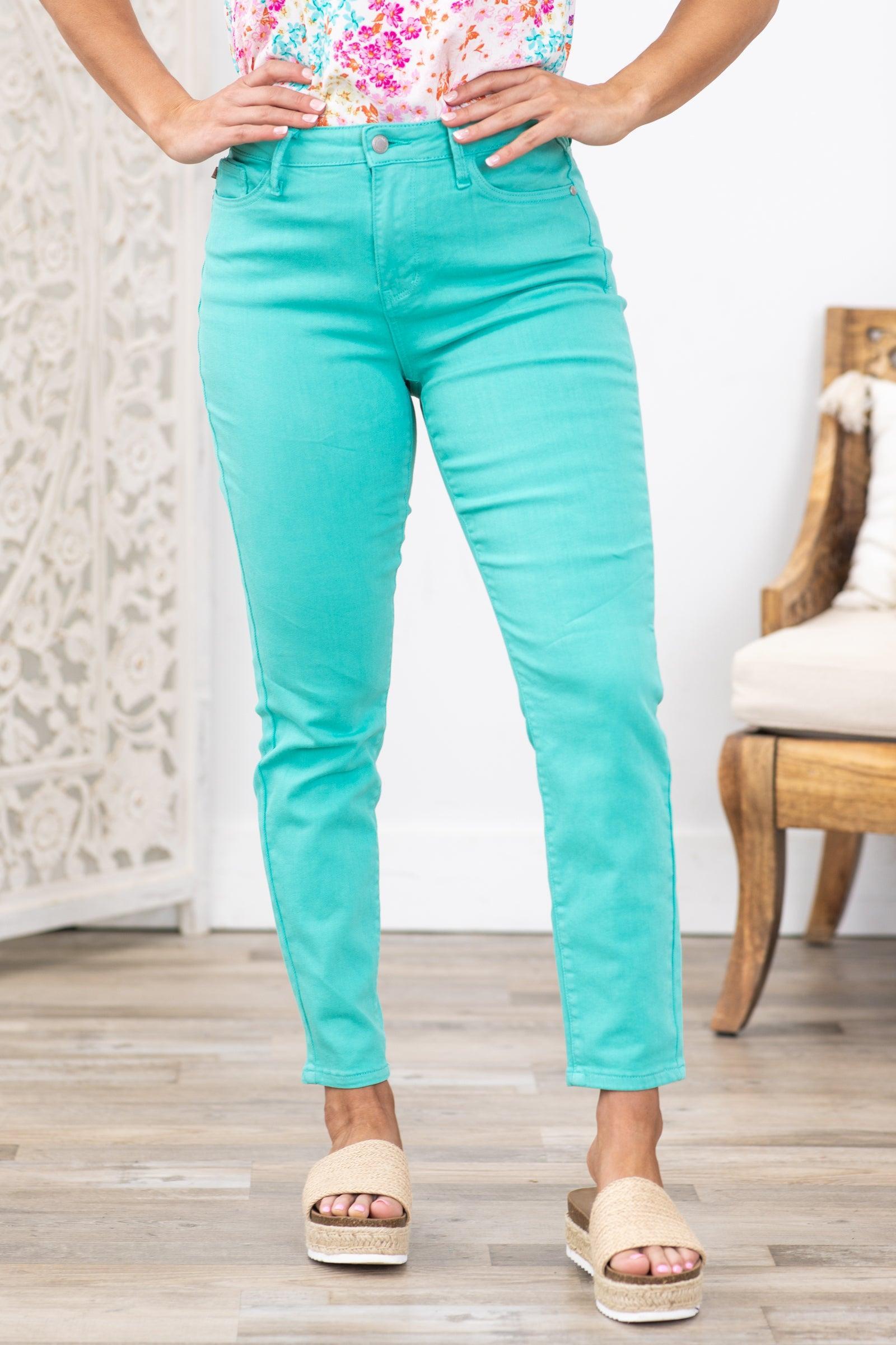 Judy Blue Aqua Garment Dyed Straight Leg Jeans Product Image