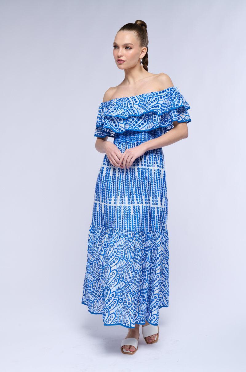 IN IBIZA RUFFLED MIDI DRESS Product Image