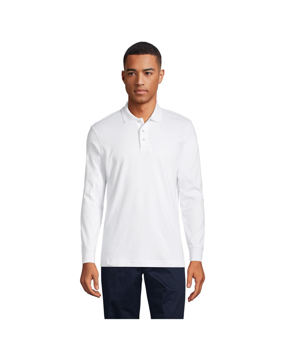 Lands End School Uniform Mens Long Sleeve Interlock Polo Shirt Product Image