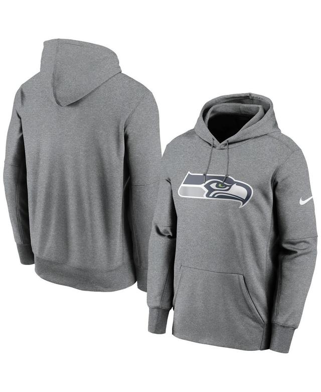 Mens Nike Heathered Charcoal Seattle Seahawks Primary Logo Therma Pullover Hoodie Product Image