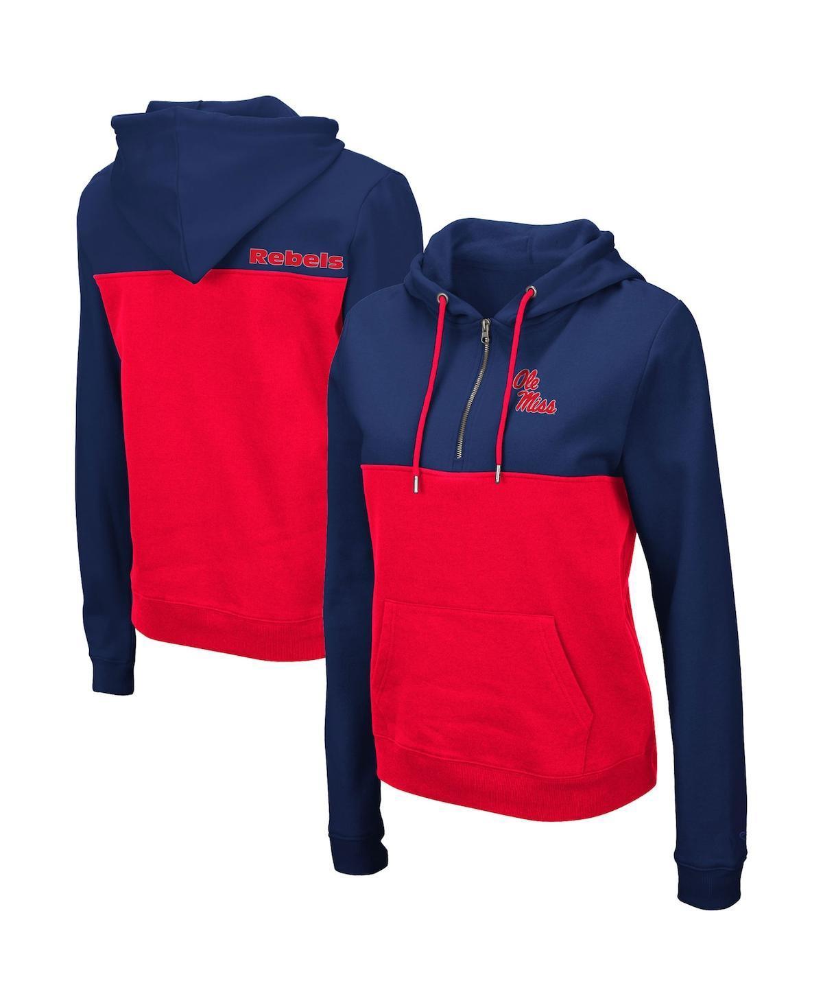 Womens Colosseum /Red Ole Miss Rebels Aidan Lightweight Half-Zip Hoodie Blue Product Image