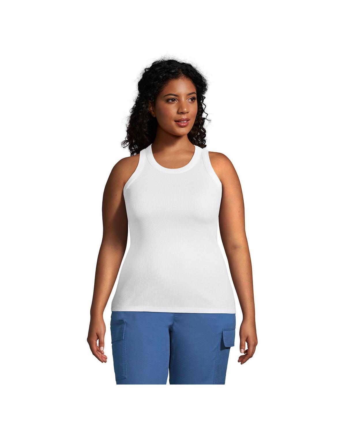 Lands End Plus Size Rib Crew Neck Tank Top Product Image