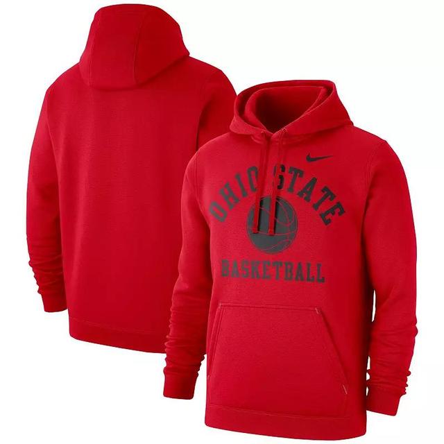 Mens Nike Scarlet Ohio State Buckeyes Basketball Club Fleece Pullover Hoodie Product Image