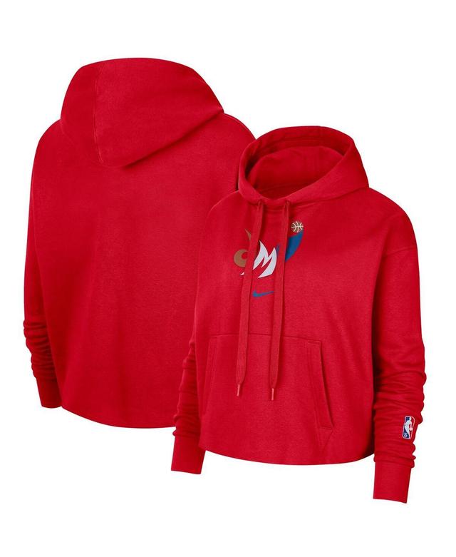 Womens Nike Red Washington Wizards 2021/22 City Edition Essential Logo Cropped Pullover Hoodie Product Image