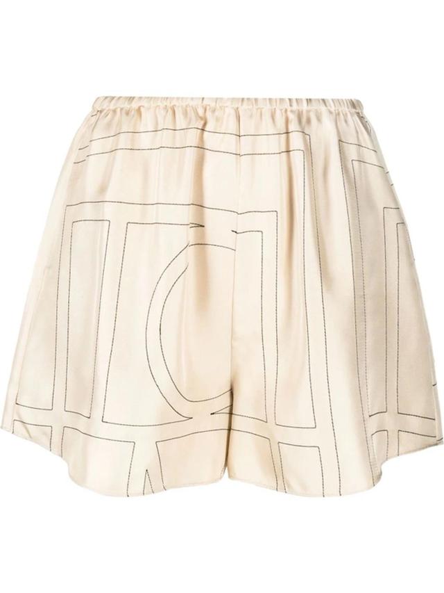 Toteme Monogram-embroidered Pajama Shorts In Ivory Monogram Product Image