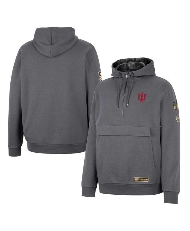 Mens Colosseum Charcoal Iowa Hawkeyes OHT Military Appreciation Quarter-Zip Hoodie IWA CHARCO Product Image