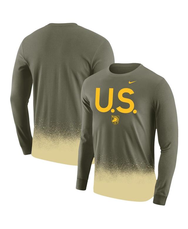 Mens Nike Olive Army Black Knights 1st Armored Division Old Ironsides Rivalry Splatter Long Sleeve T-shirt Product Image