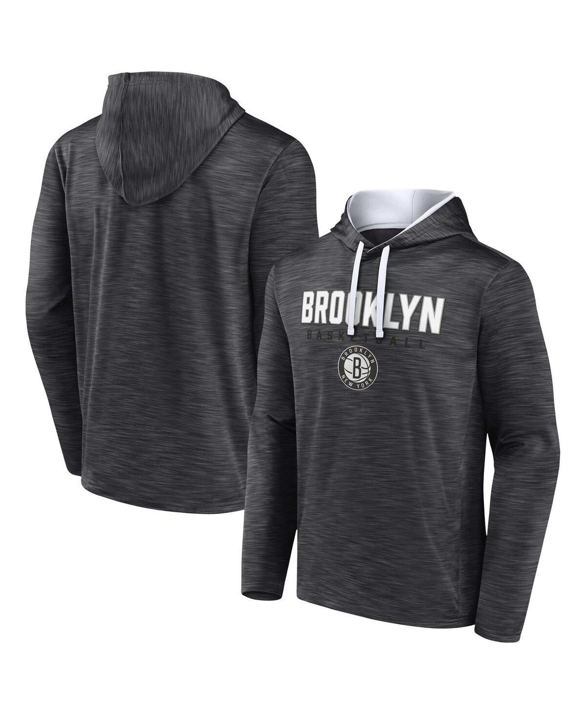 Mens Fanatics Branded Heather Charcoal Brooklyn Nets Fast Break Pullover Hoodie Product Image