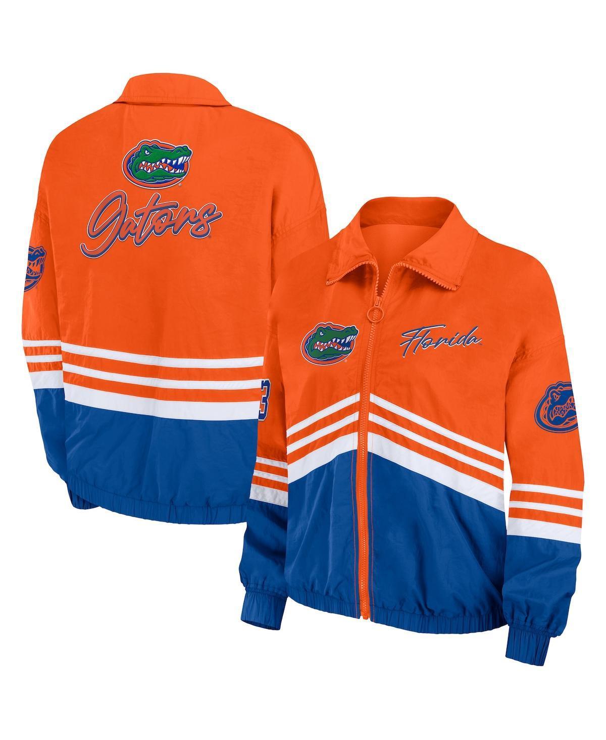 Womens Wear by Erin Andrews Orange Distressed Florida Gators Vintage-Like Throwback Windbreaker Full-Zip Jacket Product Image