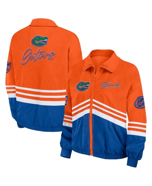 Womens Wear by Erin Andrews Orange Distressed Florida Gators Vintage-Like Throwback Windbreaker Full-Zip Jacket Product Image