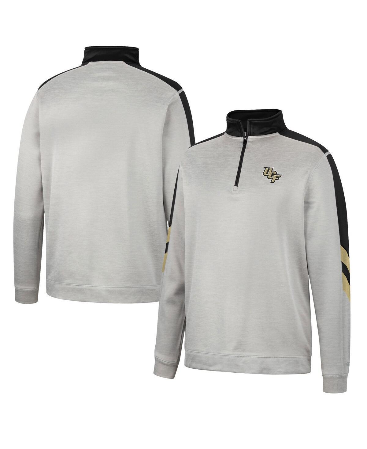 Mens Colosseum Gray and Navy Auburn Tigers Bushwood Fleece Quarter-Zip Jacket - Gray Product Image