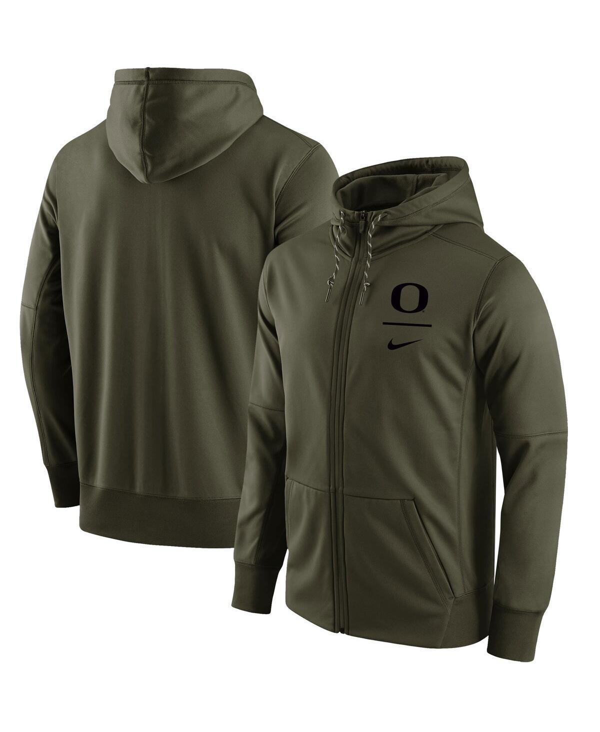 Mens Nike Olive Oregon Ducks Tonal Logo Stack Performance Full-Zip Hoodie Product Image