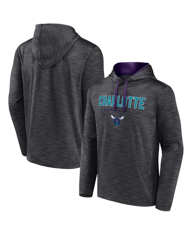 Mens Fanatics Branded Heather Charcoal Charlotte Hornets Fast Break Pullover Hoodie Product Image