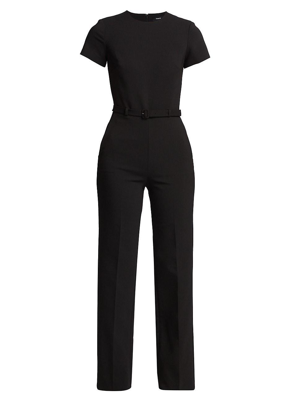 Womens Wool-Blend Belted Jumpsuit Product Image