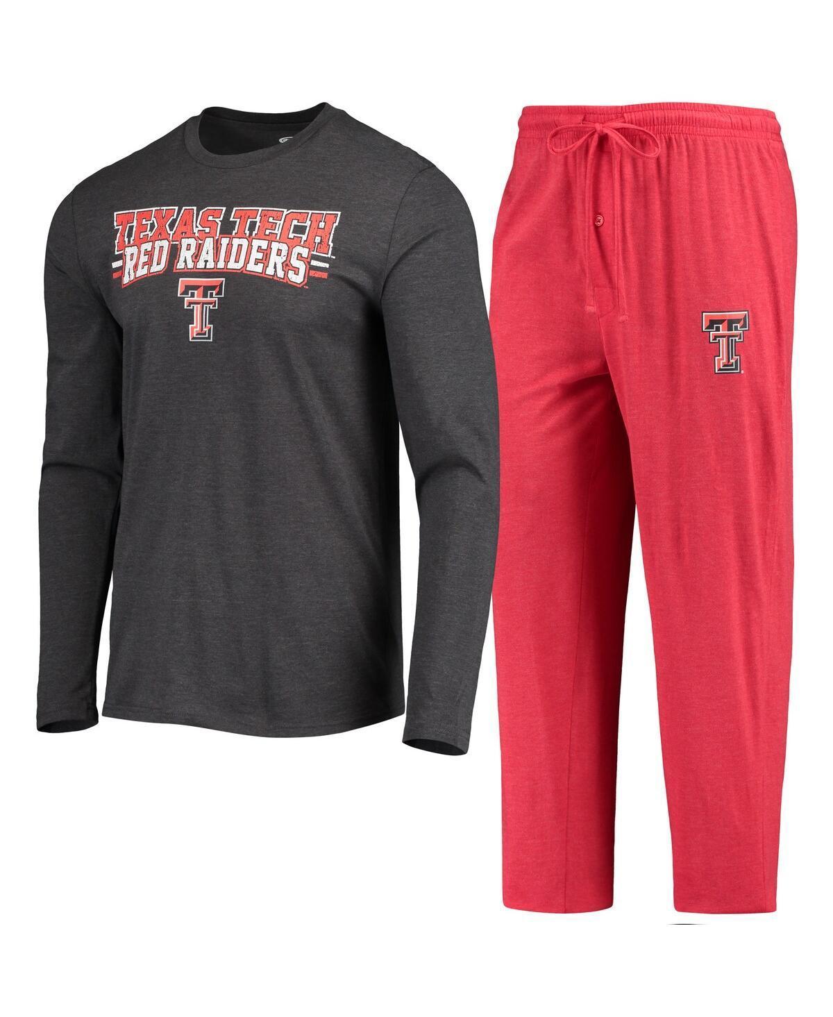 Mens Concepts Sport Red/Heathered Charcoal Texas Tech Red Raiders Meter Long Sleeve T-Shirt & Pants Sleep Set Product Image