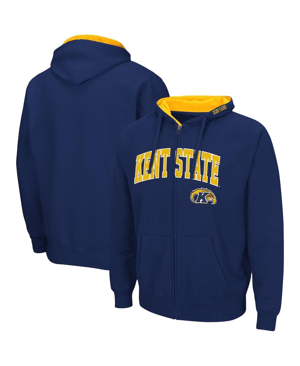 Mens Colosseum Navy Kent State Golden Flashes Arch & Logo 3.0 Full-Zip Hoodie Knt Blue Product Image