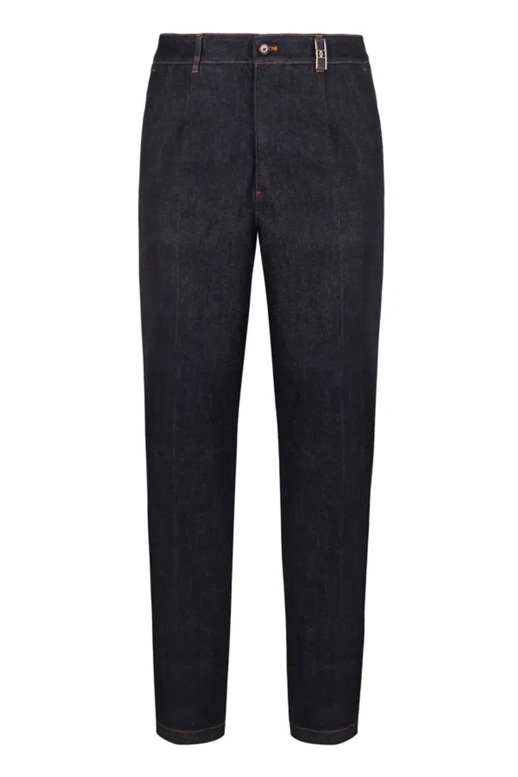 5-pocket Straight-leg Jeans In Navy Product Image