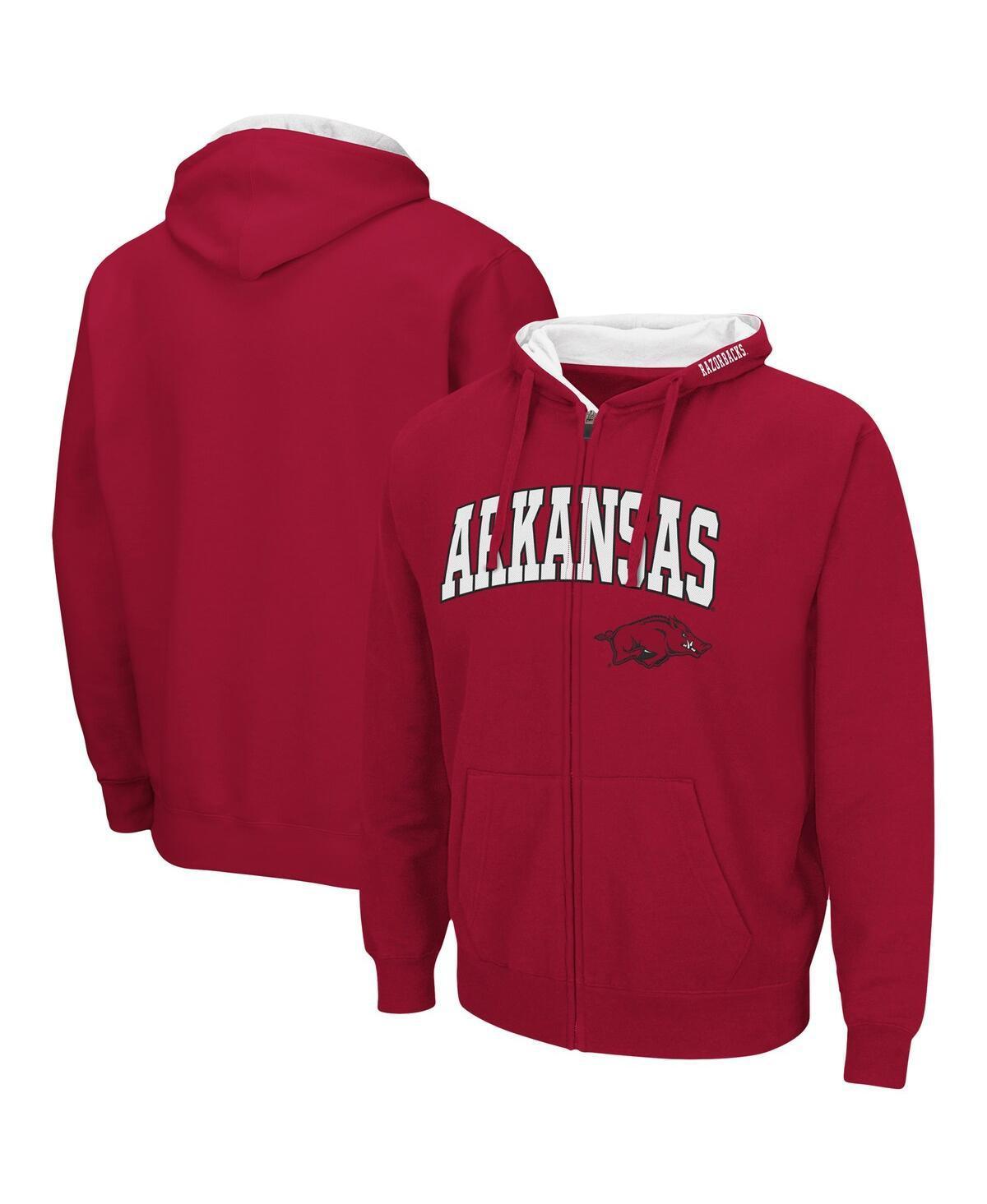 Mens Colosseum Cardinal Arkansas Razorbacks Arch & Logo 3.0 Full-Zip Hoodie Product Image