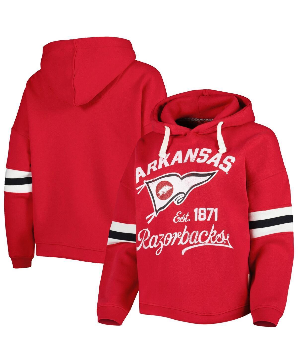 Womens Pressbox Cardinal Arkansas Razorbacks Super Pennant Pullover Hoodie Product Image