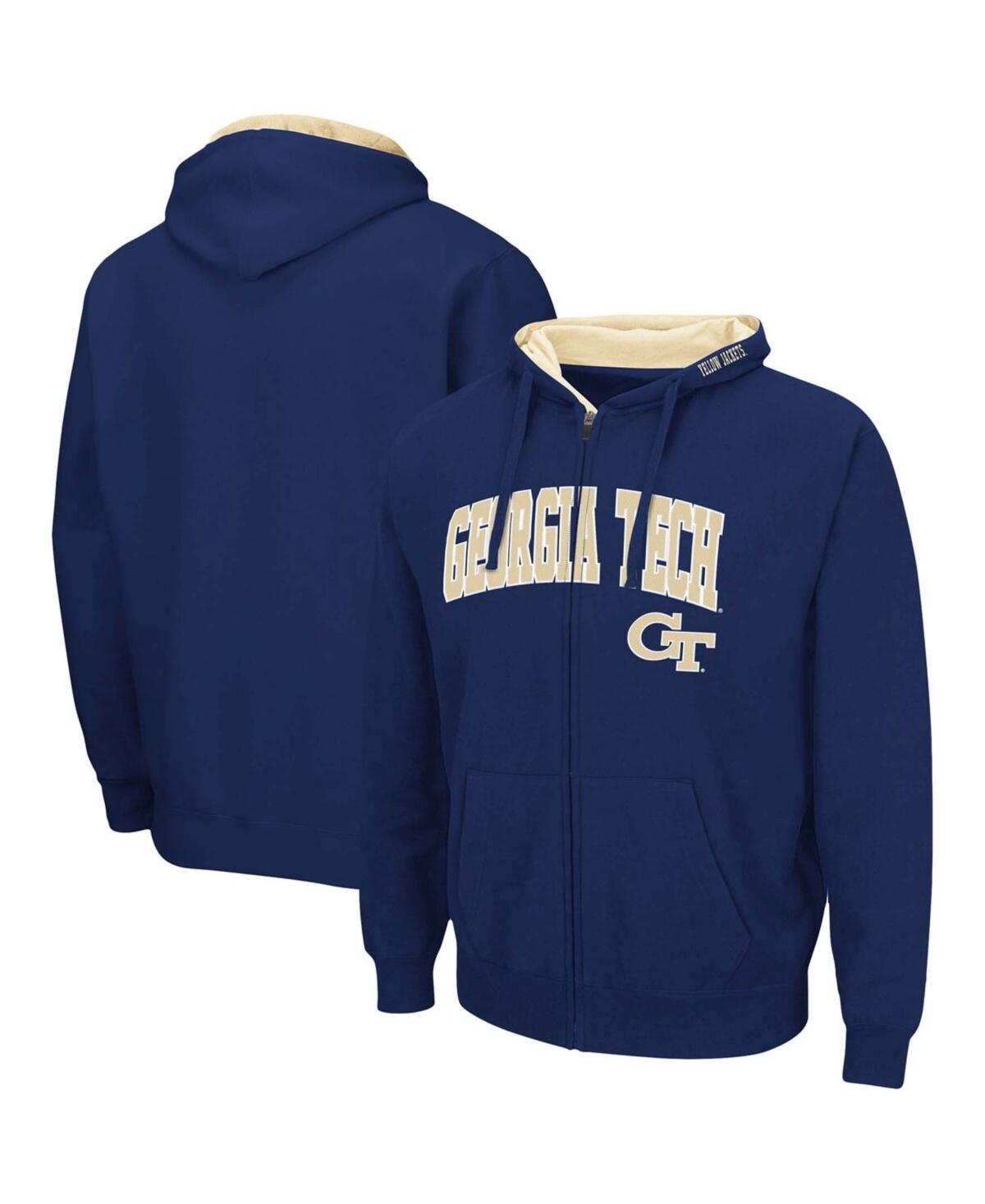 Mens Colosseum Navy Georgia Tech Yellow Jackets Arch & Logo 3.0 Full-Zip Hoodie Blue Product Image