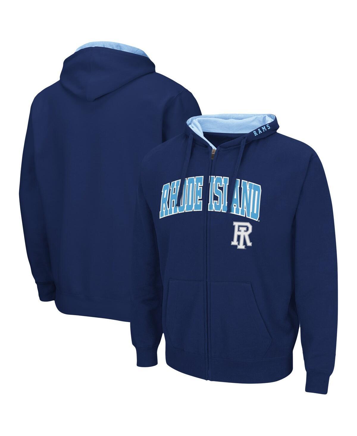 Mens Colosseum Navy Rhode Island Rams Arch & Logo 3.0 Full-Zip Hoodie Uri Blue Product Image