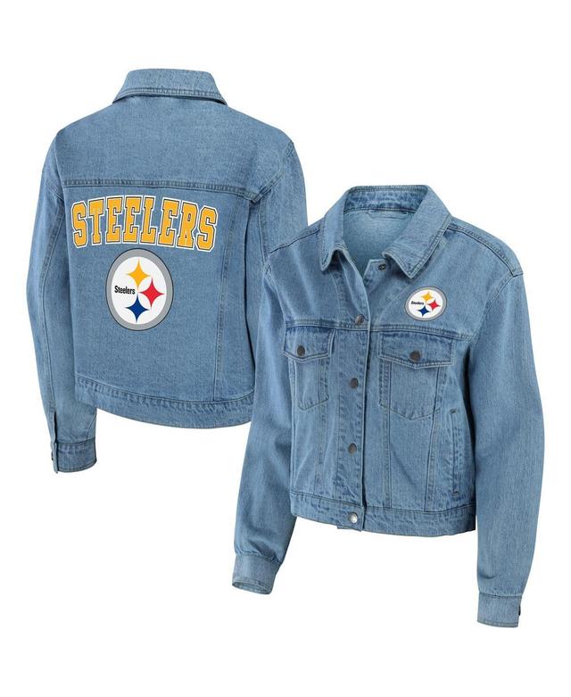 Womens Wear by Erin Andrews Pittsburgh Steelers Full-Snap Denim Jacket Product Image