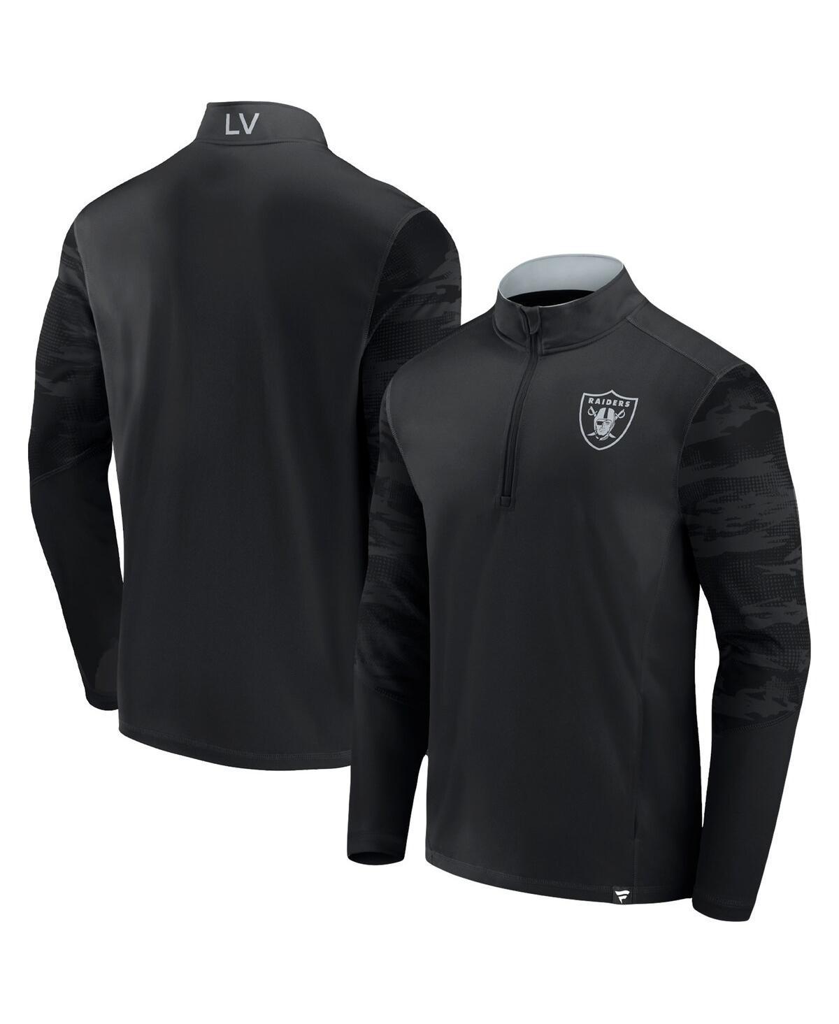 Mens Fanatics Las Vegas Raiders Blackout Ringer Lightweight Quarter-Zip Jacket Product Image