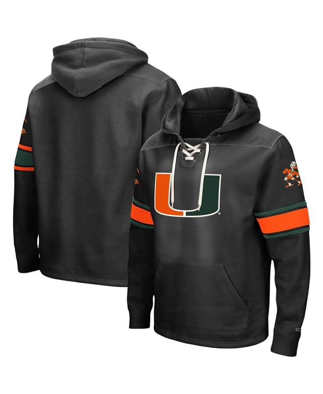 Mens Colosseum Black Miami Hurricanes 2.0 Lace-Up Logo Pullover Hoodie Product Image