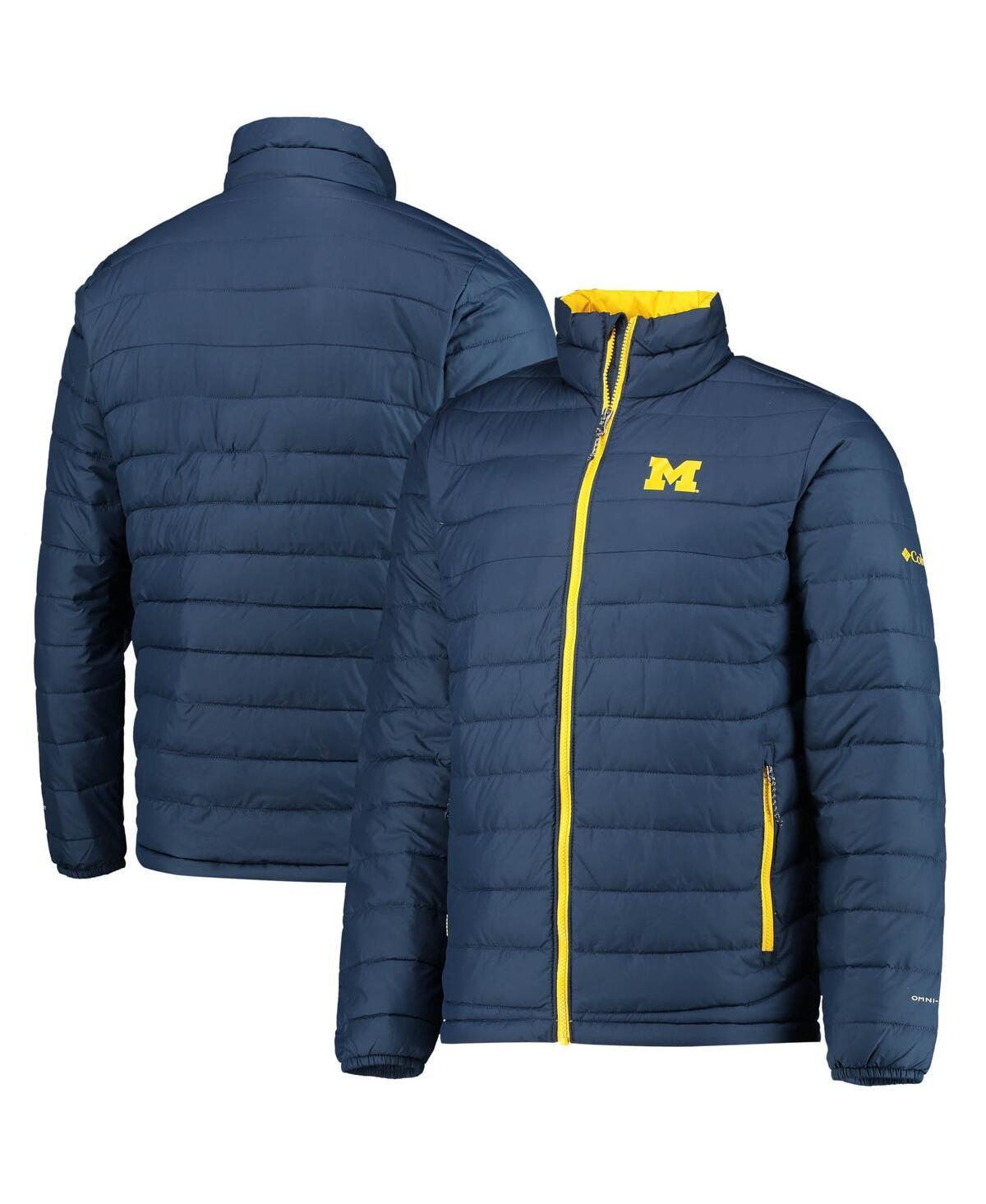 Mens Navy Michigan Wolverines Powder Lite Omni-Heat Reflective Full-Zip Jacket Product Image