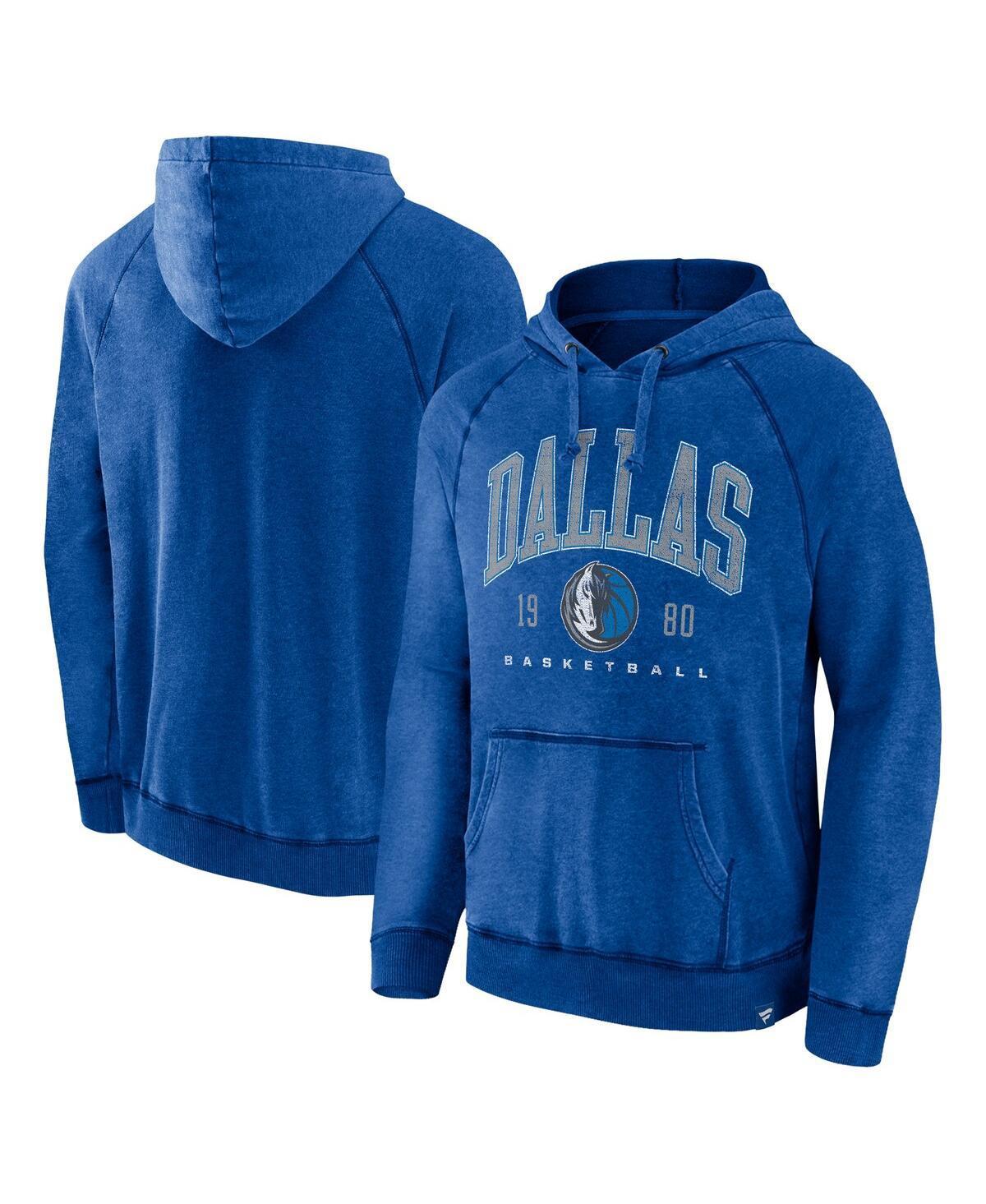 Mens Fanatics Heather Blue Distressed Dallas Mavericks Foul Trouble Snow Wash Raglan Pullover Hoodie Product Image