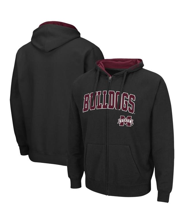 Mens Colosseum Black Mississippi State Bulldogs Arch and Logo 3.0 Full-Zip Hoodie Product Image