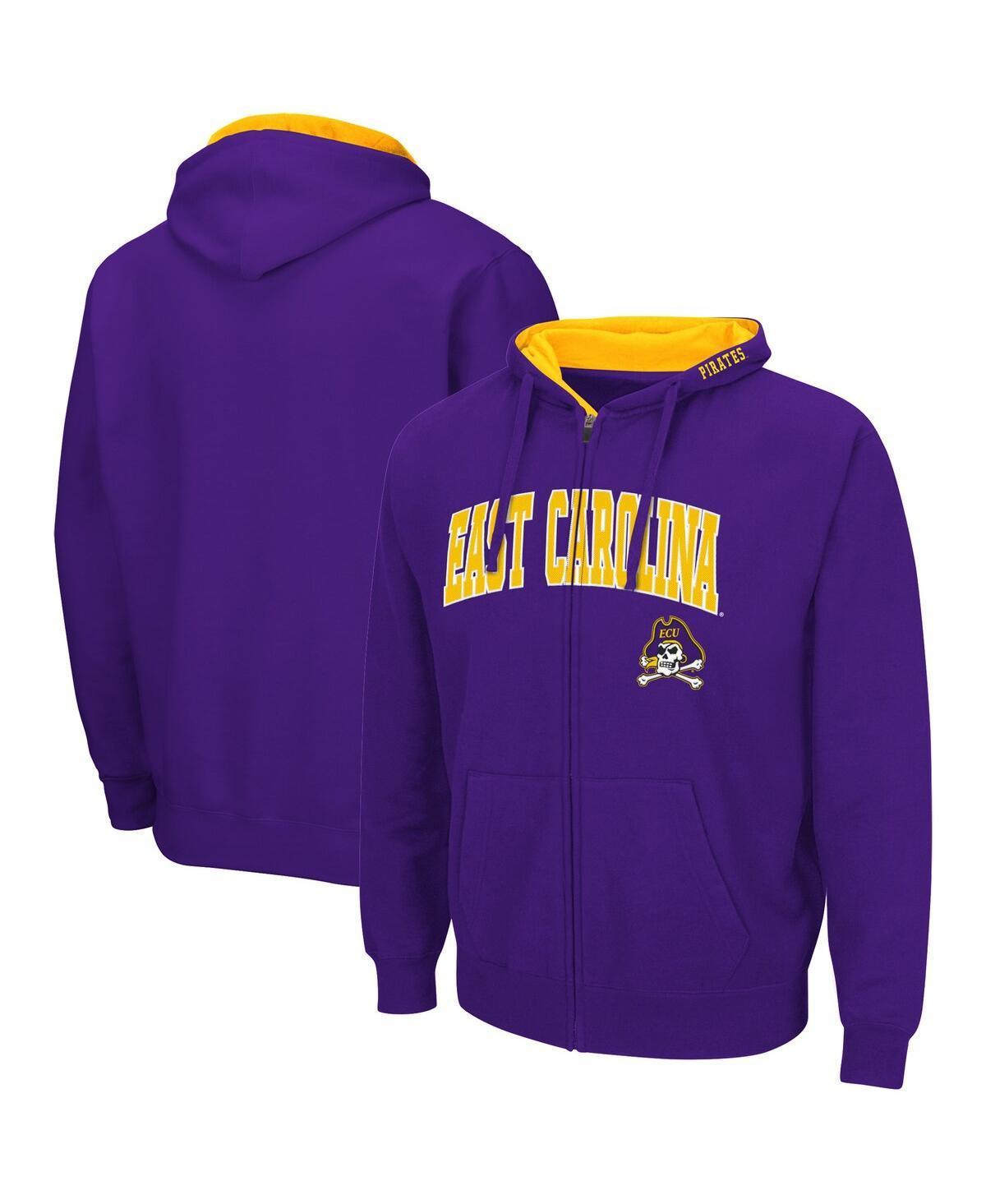 Mens Colosseum Purple ECU Pirates Arch & Logo 3.0 Full-Zip Hoodie Product Image