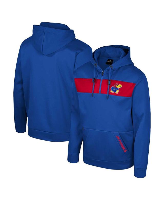 Mens Colosseum Royal Kansas Jayhawks Quarter-Zip Hoodie Product Image