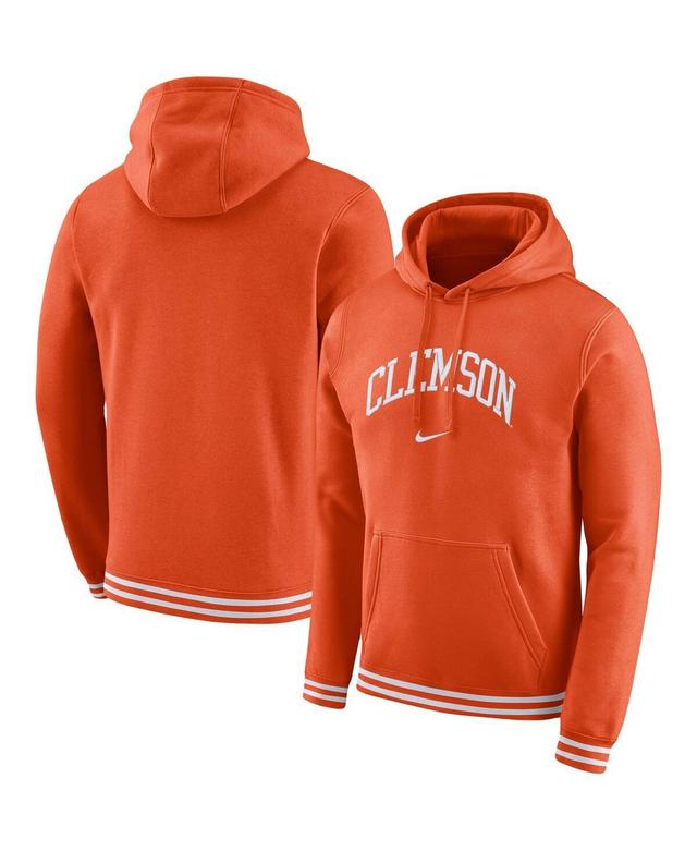 Mens Nike Orange Clemson Tigers Distressed Sketch Retro Fitted Pullover Hoodie Product Image