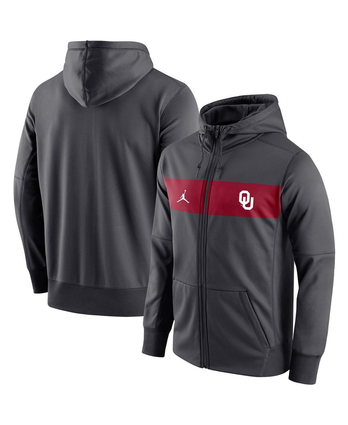 Mens Jordan Anthracite Oklahoma Sooners Logo Performance Full-Zip Hoodie Product Image