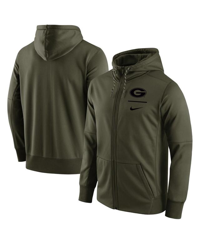 Mens Nike Olive Georgia Bulldogs Tonal Logo Stack Performance Full-Zip Hoodie Product Image