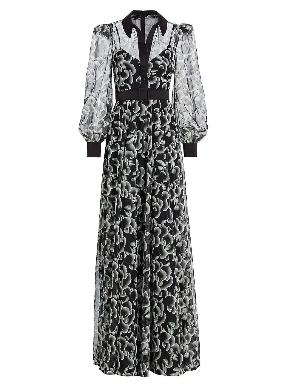 Womens Cloud-Print Tulle Maxi Shirtdress Product Image