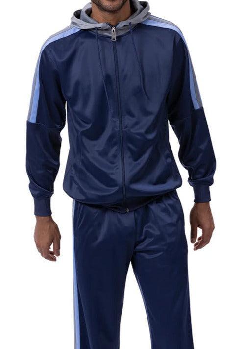 Men's Track Suit with Hood in Navy Product Image