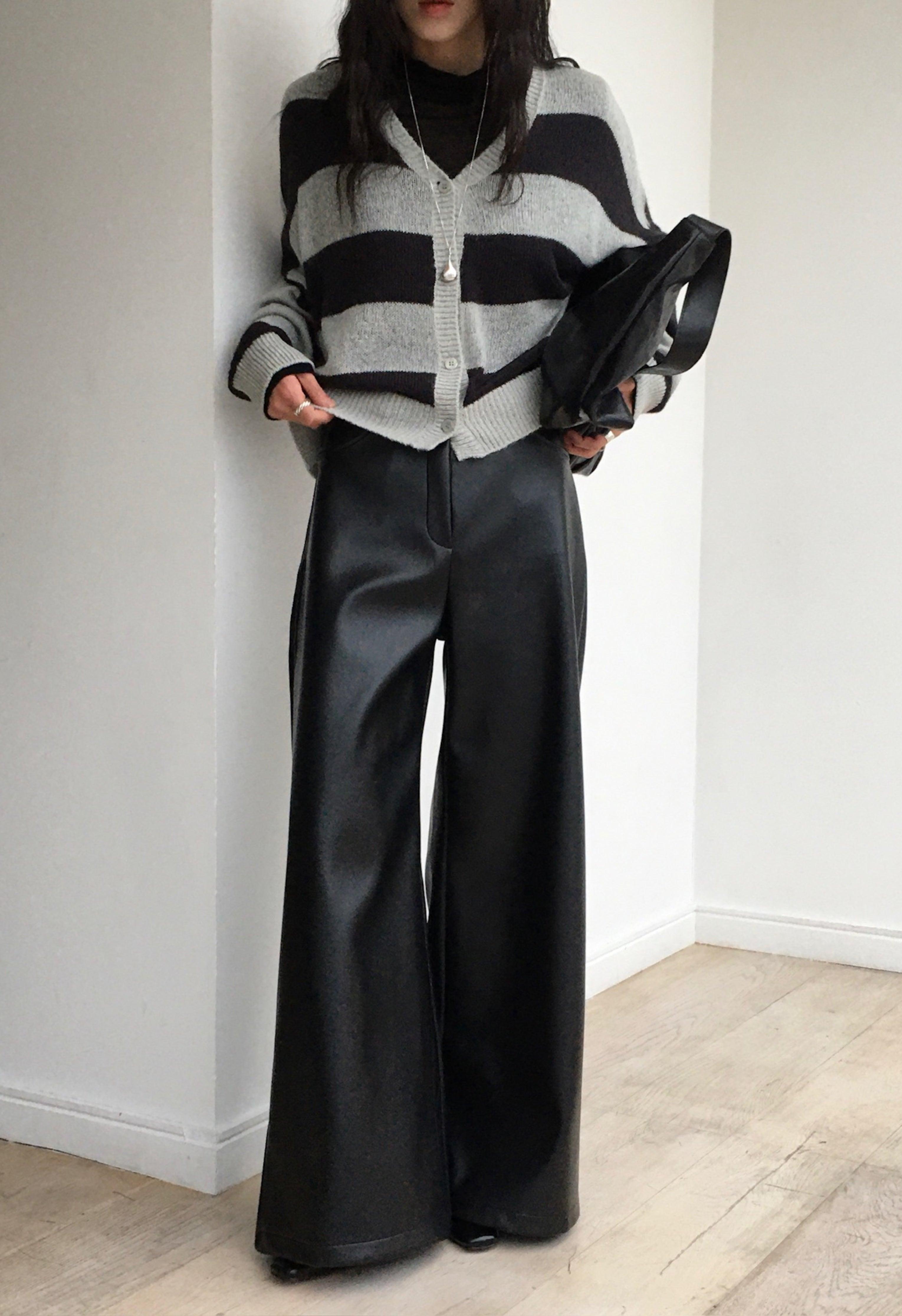 Leather Black Flare Pant Product Image