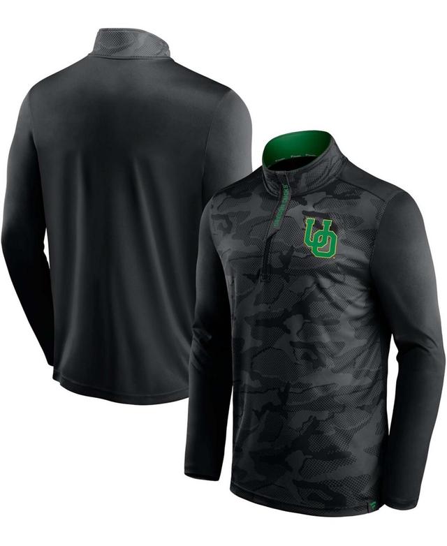 Mens Fanatics Black Oregon Ducks Depth Chart Camo Jacquard Quarter-Zip Jacket Product Image