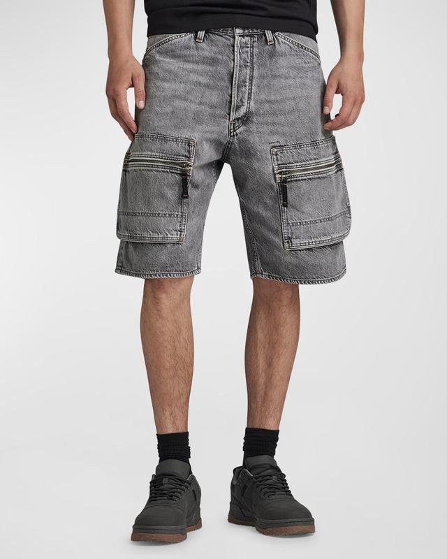 Mens Loose Denim Cargo Shorts Product Image