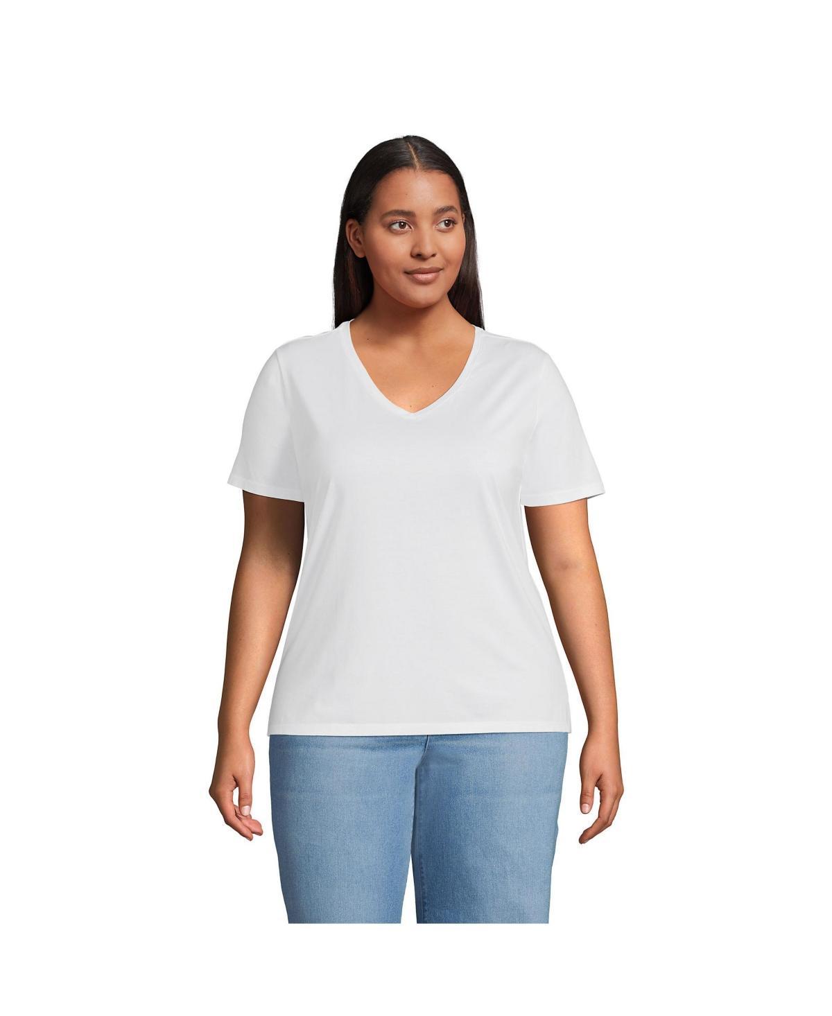 Plus Size Lands End Relaxed-Fit Supima Cotton V-Neck Tee, Womens Product Image