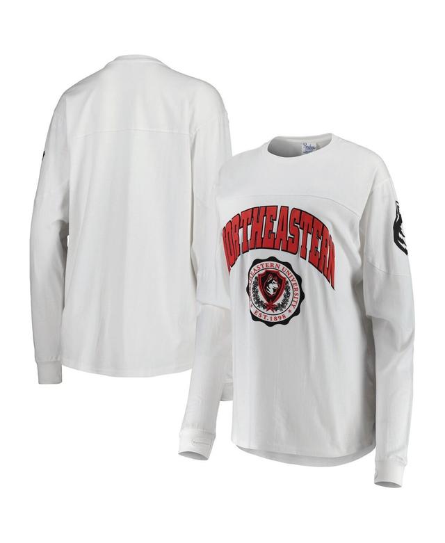 Womens Pressbox White Northeastern Huskies Edith Long Sleeve T-shirt Product Image