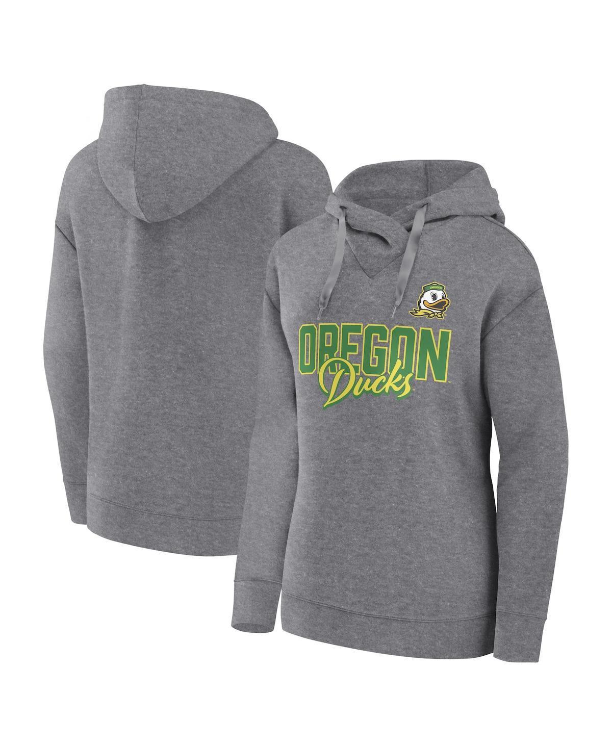 Womens Fanatics Branded Heather Gray Oregon Ducks Script Favorite Pullover Hoodie Product Image