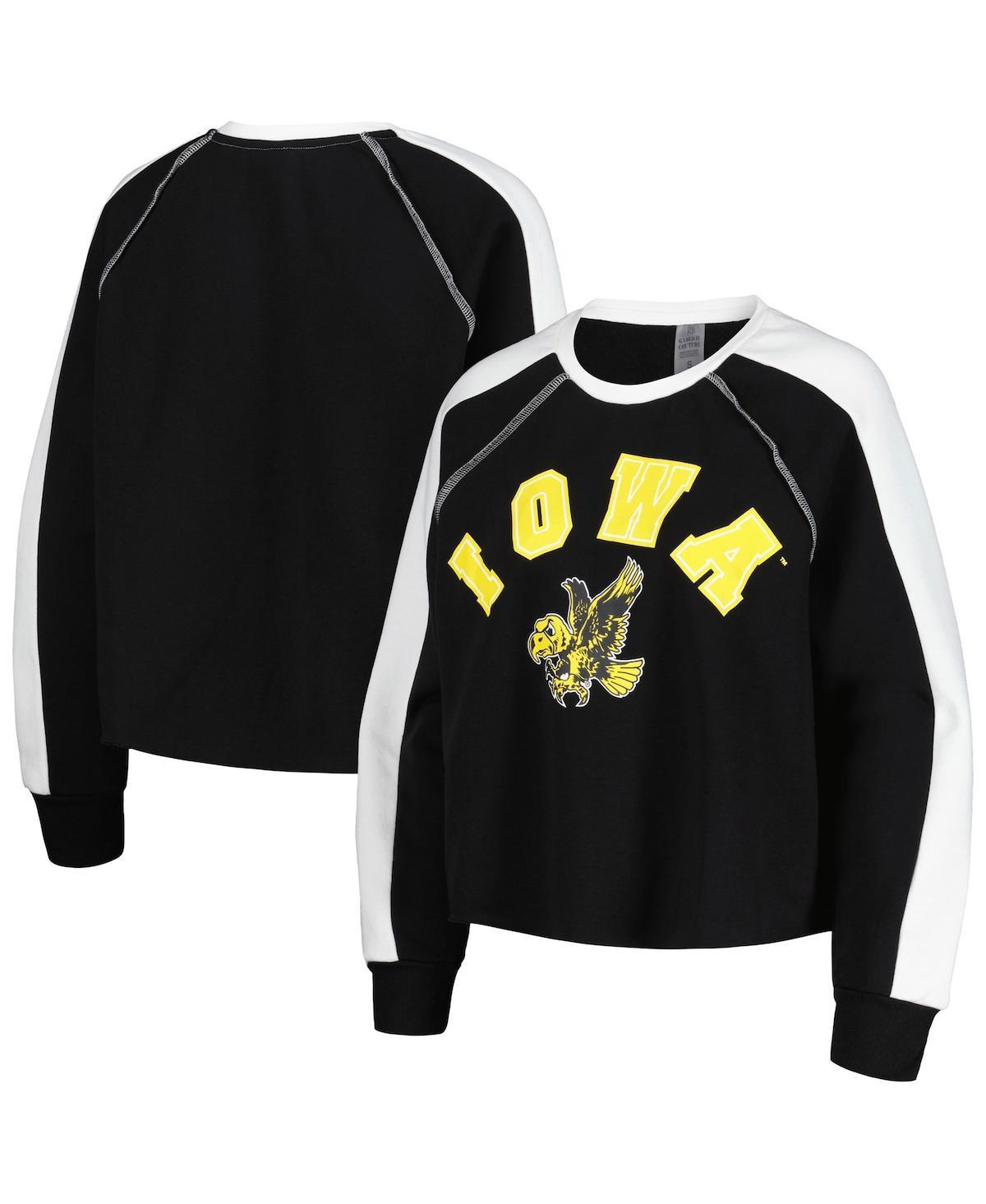 Womens Gameday Couture Black Iowa Hawkeyes Blindside RaglanCropped Pullover Sweatshirt Product Image